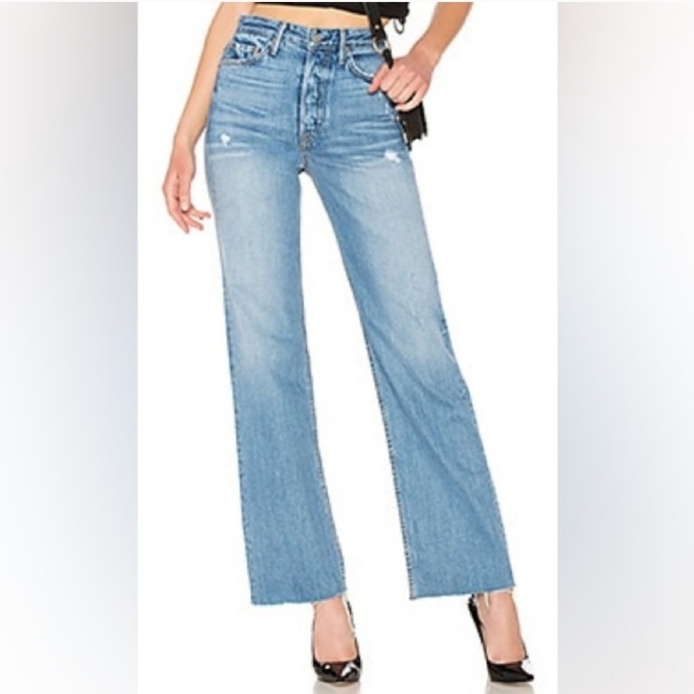 NWT GRLFRND Carla Super High-Rise Bell Jean in Gonna Fly Now sz 28
